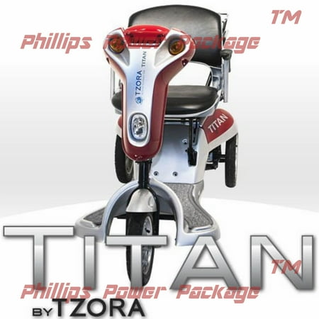 Tzora - Titan - Folding Lightweight Scooter - 3-Wheel - Red - PHILLIPS POWER PACKAGE TM - $500 VALUE