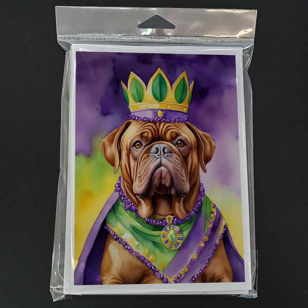 Dogue de Bordeaux King of Mardi Gras Greeting Cards Pack of 8 7 in x 5 in