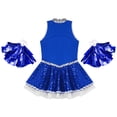thumbnail image 4 of TiaoBug Kids Girls Cheerleading Uniform Sleeveless Sequin Dress with Tassel Flower Balls Outfits Royal Blue 12, 4 of 7