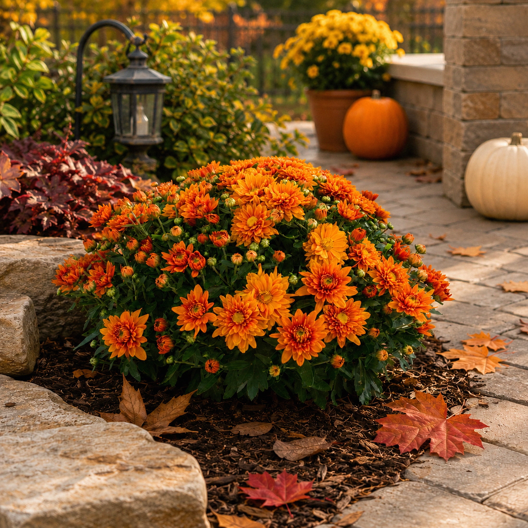 Expert Gardener 3.0QT Orange Mum Live Plant in Grower Pot