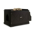 thumbnail image 4 of Pefilos 34" Large Cat Litter Box Enclosure, Wood Hidden Cat House Washroom Furniture for Living Room, Bedroom, Bathroom with Magazine Rack, Brown, 4 of 7