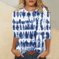 thumbnail image 2 of TSADFHJI Chandail en Molleton Col Rond Femme Grande Taille Pull Manches 3/4 Haut Décontracté Col Rond Imprimé Mode Léger Blouse TG Bleu, 2 of 5