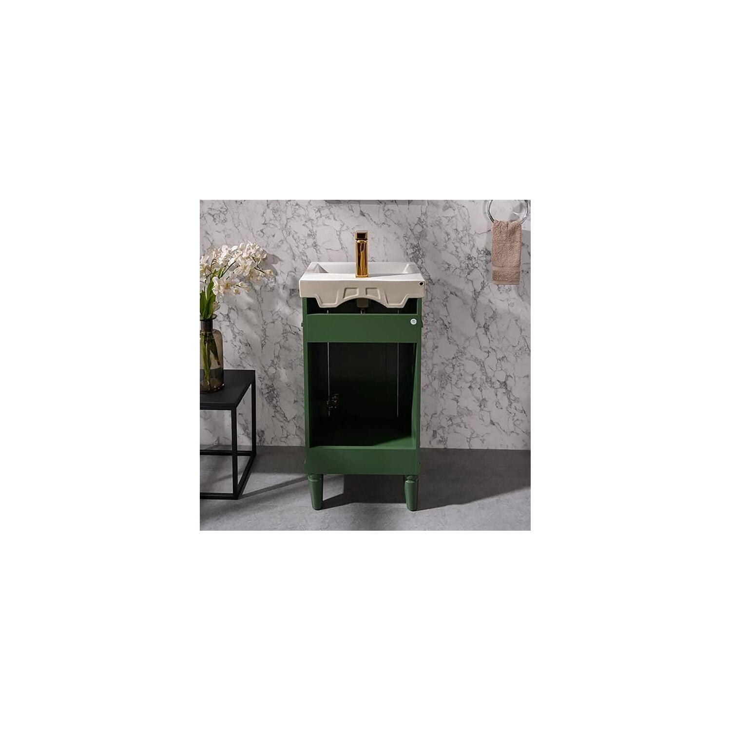 18" Bathroom Vanity Sink Combo - Green Finish with Ceramic Top