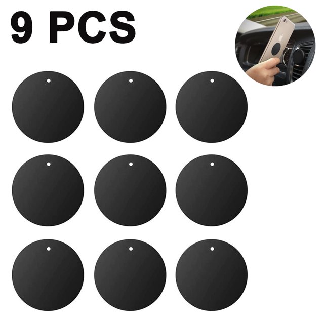Paquete de 9 placas de metal para imán de teléfono, con adhesivo 3M de repuesto para soporte magnético para teléfono de coche, soporte de cuna