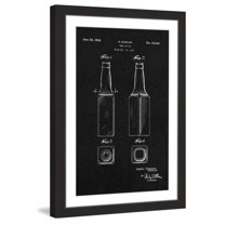 "Beer Bottle 1933 Black Paper" Framed Painting Art Print