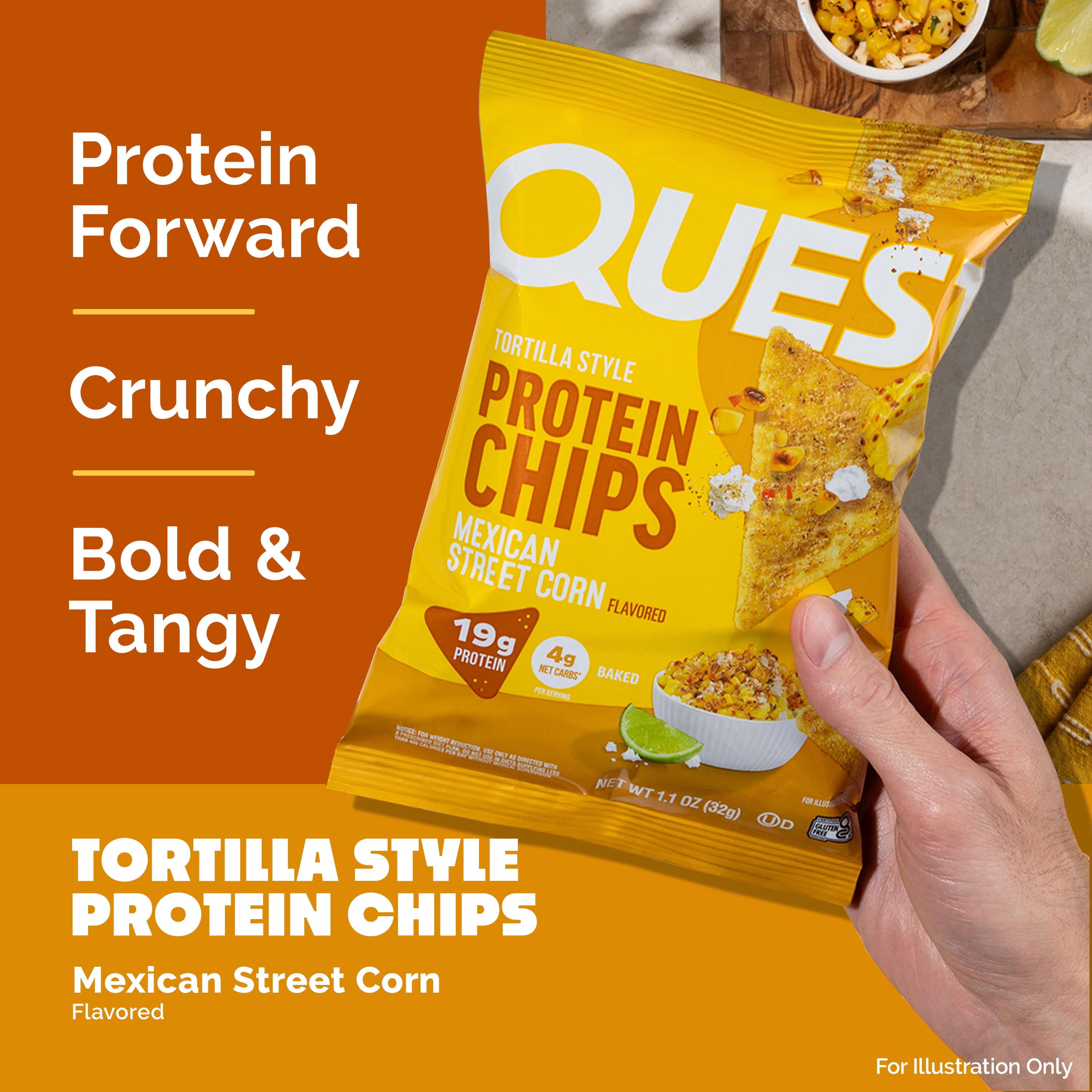 Quest Tortilla Style Protein Chips, Mexican Street Corn, 19g of Protein, 8 Count
