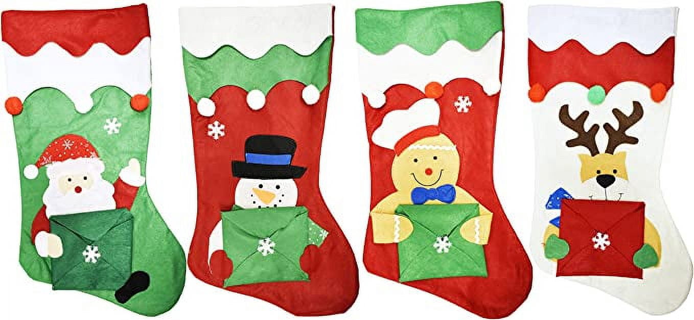 Black Duck Brand Set of 12 Christmas Stockings with Gift Card Envelopes! 18" Adorable Christmas Themes