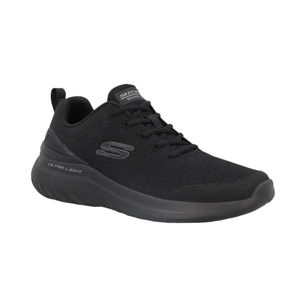 Tenis Hombre Skechers Textil Suela Plana Camiar Correr Ajustables Negro 29