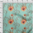thumbnail image 2 of oneOone Polyester Lycra Aquamarine Fabric Flower & Leaves Watercolor Fabric For Sewing Printed Craft Fabric By The Yard 56 Inch Wide, 2 of 4