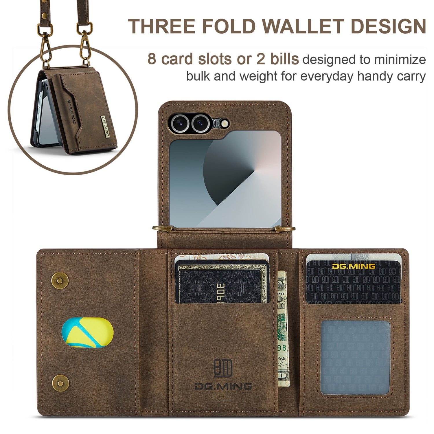 ETFAST Leather Phone Case For Samsung Galaxy Z Flip 6 Wallet Leather Case with Card Holder Leather Phone Case Shockproof Protective Cover