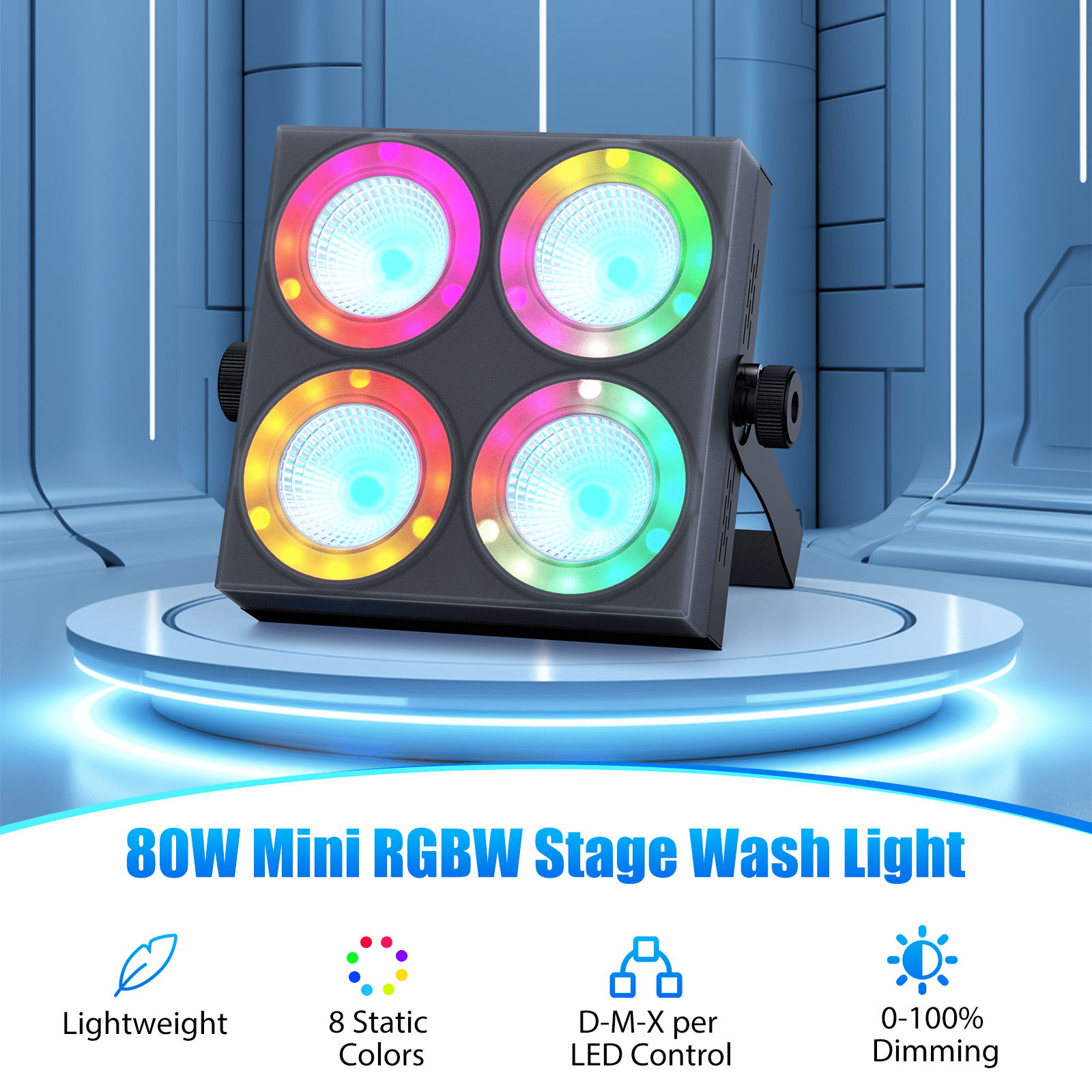 80W RGBW LED Stage Par Lights with Dynamic Strip - DMX512, AUTO, Sound-activated for Disco,Party,Wedding