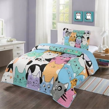 MarCielo  Kids Quilt Bedspread Set Cat WX202 Twin