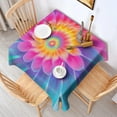 thumbnail image 2 of Rainbow Tie Dye Floral Pattern Square Tablecloth,Waterproof Square Table Cover,Wipeable Spillproof Washable Table Cover for Home Kitchen Party Decor 42"X42"(107x107cm), 2 of 6