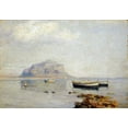 thumbnail image 2 of Carelli, Giuseppe 18x14 Gold Ornate Wood Framed with Double Matting Museum Art Print Titled - A Calm With Fishing Boats In The Bay of Naples, 2 of 4