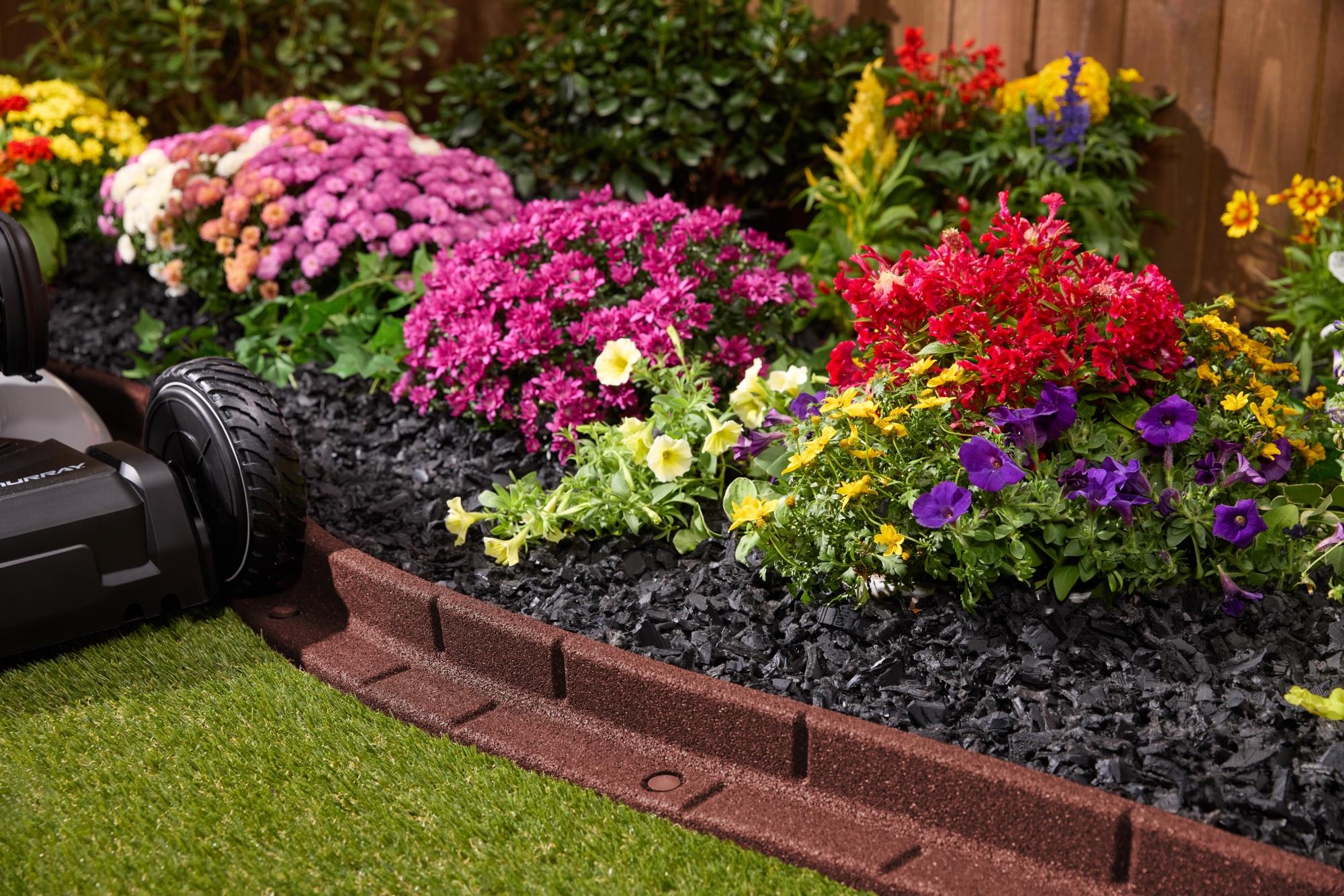 GroundSmart Roman Brick Landscape Edging, 4' Red Rubber Garden Edging Border, 6 pack