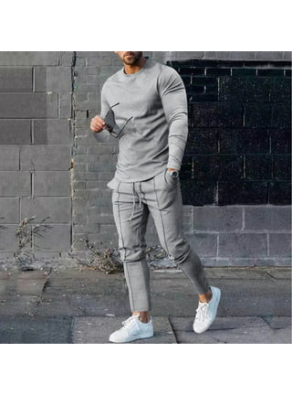 Xysaqa Men's 2 Piece Sweatsuit Outfits Casual Long Sleeve Crewneck Pullover  Top and Jogging Pants Athletic Suit Sports Comfy Tracksuit M-3XL 