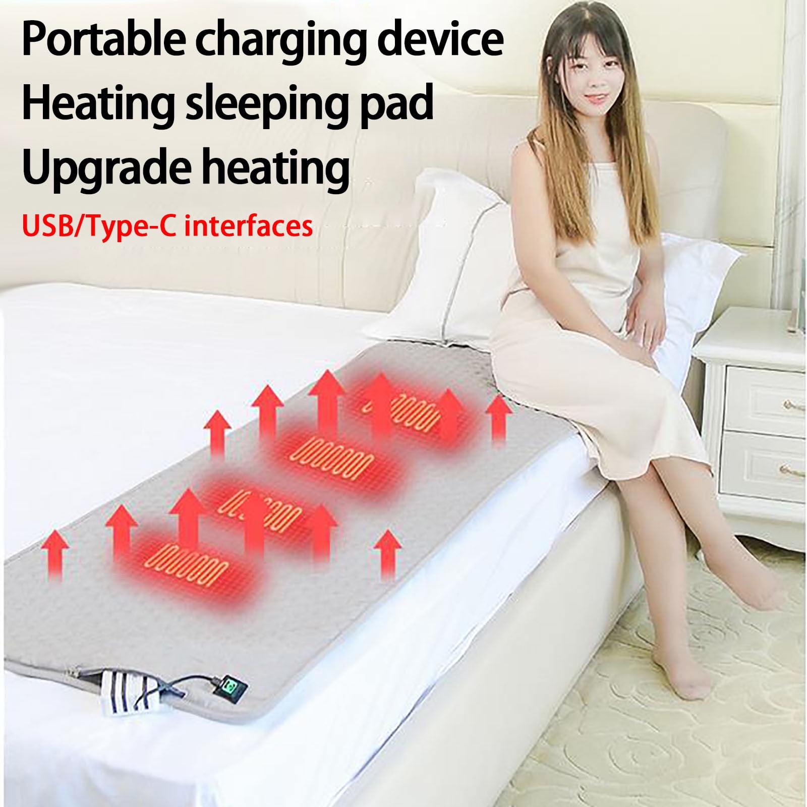 Nkmbld Heated Blanket Electric Throw, Sleeping Bag Heating Pad Usb Heating Pad Blanket Car Heating Pad Outdoor Tent Sleeping Pad for Car Office Home Travel