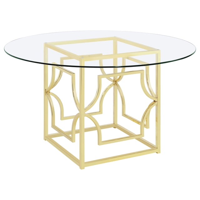 Starlight Redonda 54 pulgadas Vidrio Superior Metal Mesa de comedor Latón