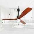 60 Inch 3 Solid Wood Blades DC Motor Ceiling Fan with Lights and Remote ...
