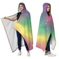 thumbnail image 2 of Wearable Blanket,Colorful Tie Dye Nebula Pattern Hooded Wearable Sherpa Blanket for Adults & Teens,Winter Poncho Shawl Wrap Cape Thick Warm,60"x80", 2 of 5