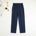 thumbnail image 2 of Lenpel Boys' Dress Pants Children Elastic Waist Zipper Button Pleated Straight Leg Pants Toddler Casual Trousers with Pockets, 2 of 5
