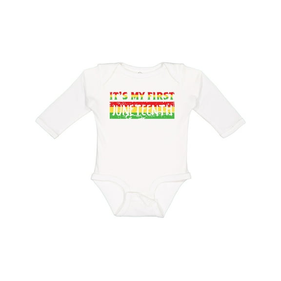 Inktastic It's My First Juneteenth Red, Yellow, and Green Boys or Girls Long Sleeve Baby Bodysuit