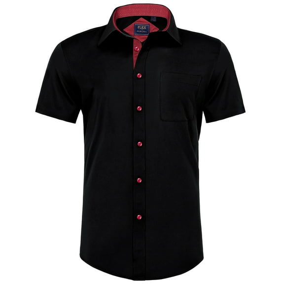 Jorlat Men's Short Sleeve Dress Shirts with Pocket Casual Button Down Wrinkle-Free Shirts Business Shirt