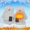 thumbnail image 2 of Gants d'Hiver Tricotés Convertibles pour Hommes Mitaines Sans Doigts à Dessus Rabattable Chaudes pour Sports par Temps Froid, 2 of 4