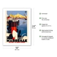thumbnail image 2 of Marseille France - Gateway to North Africa - Paris-Lyon-Mediterrannee Railway - Vintage Travel Poster by Roger Broders c.1930s - Fine Art Matte Paper Print (Unframed) 18x24in, 2 of 4
