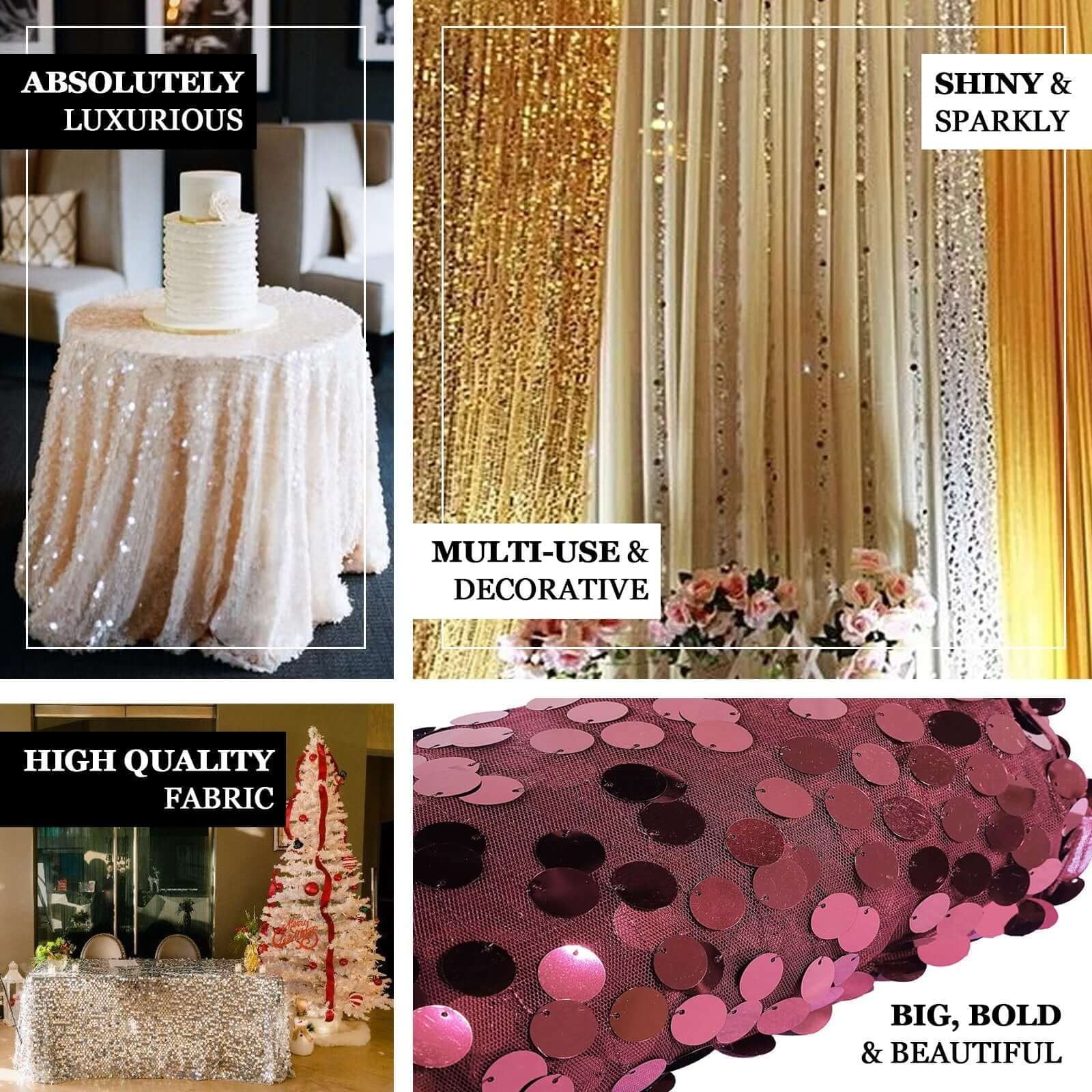 Efavormart 54" x 4 Yards - Payette Sequin Fabric Roll with Mesh Fabric Base for Event Decorations, Wedding Cake, Birthdays, Baby Shower - Hunter Emerald Green