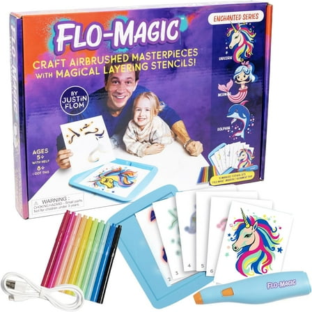 Flo-Magic Kids Enchanted Series Airbrush Marker Kit- 25-Piece Kit