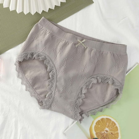 

Womens Panties Women Underwear Bow Tie Bikini Panties Lace Low Waist Rise Hipster Cotton Breathable Panties Grey One Size