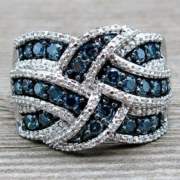 Retro Classic Women's S925 Sterling Silver Engagement Ring Luxury Sapphire Multi Layered Cross Full Diamond Ring Elegant Women's Cocktail Party Party Ring