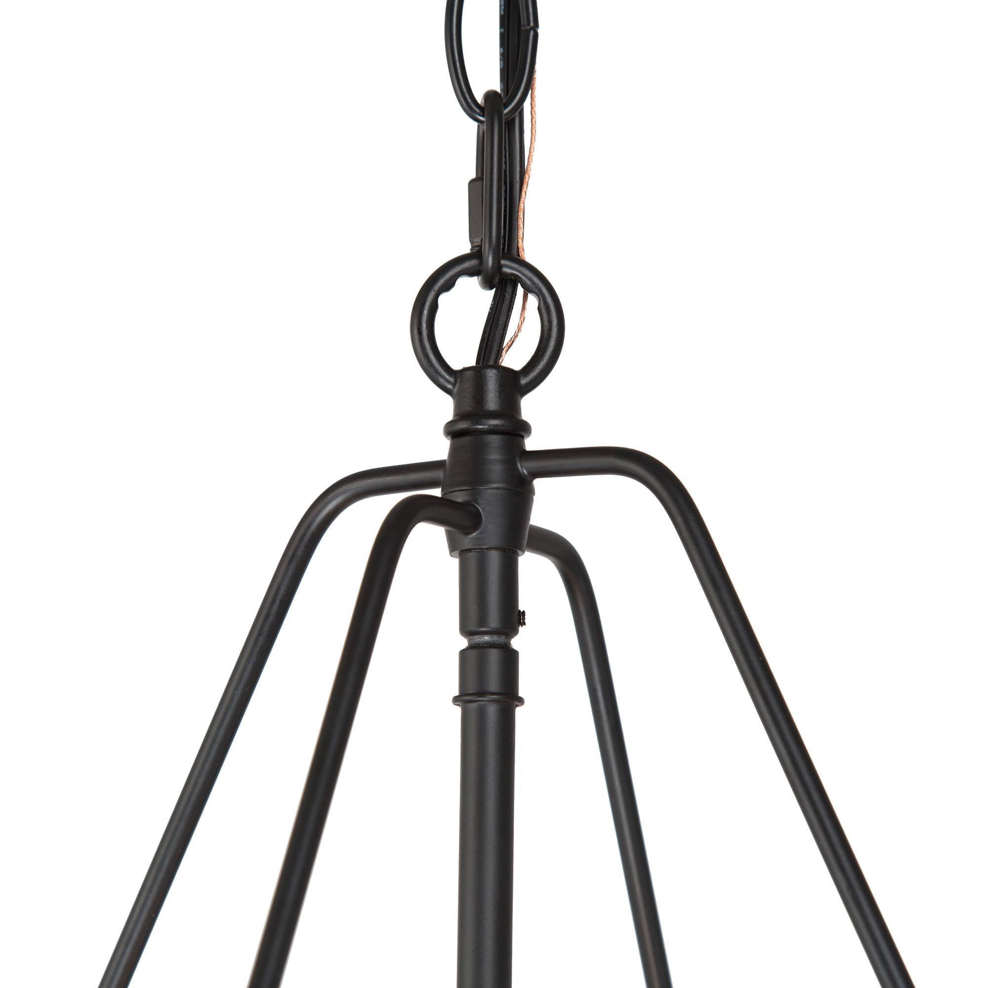 LNC Laius 4-Light Matte Black Farmhouse Led Cage Chandelier