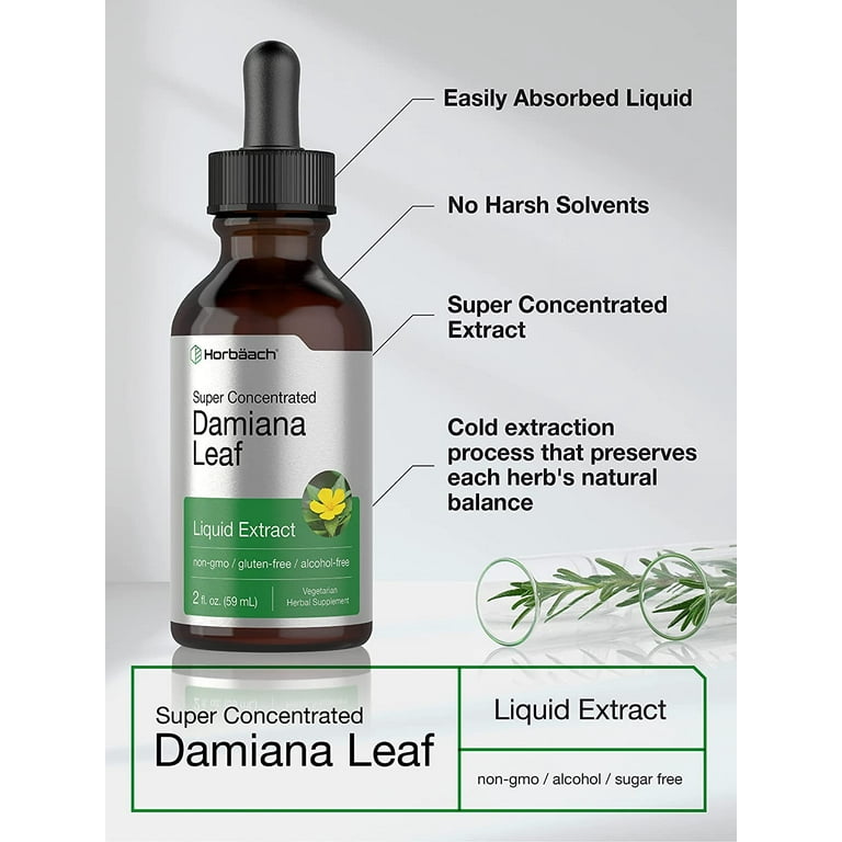 Damiana Leaf Liquid Extract | 2 oz for Men and Women | by Horbaach