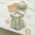 thumbnail image 2 of Baby girl sleeveless romper mesh patchwork flower jumpsuit skirt princess dress hat set, 2 of 6