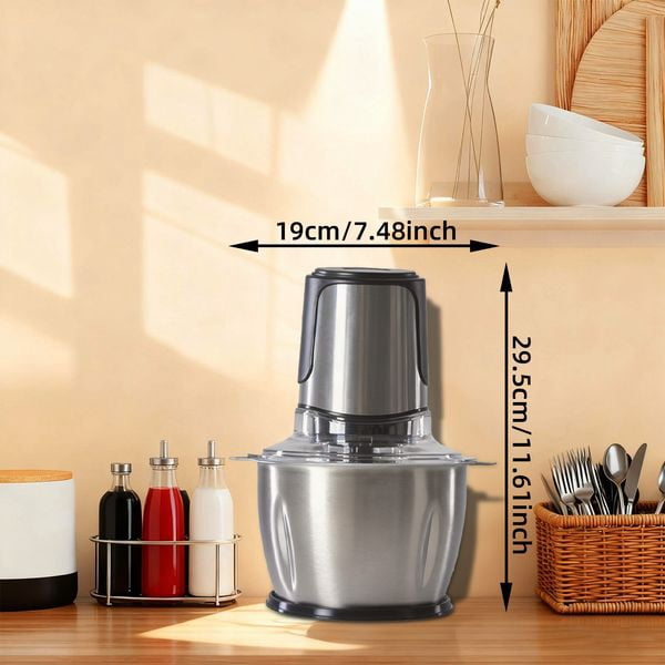Food Processor Electric Meat Grinder Vegetable Chopper with Dual Bowls, 2L Multifunctional Electric Food Chopper for Meat, Vegetables, Garlic, Onion, Fruit, Nuts
