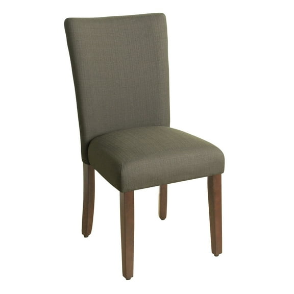 Fabric Upholstered Wooden Parson Dining Chair with Splayed Back and Tapered Front Feet, Brown