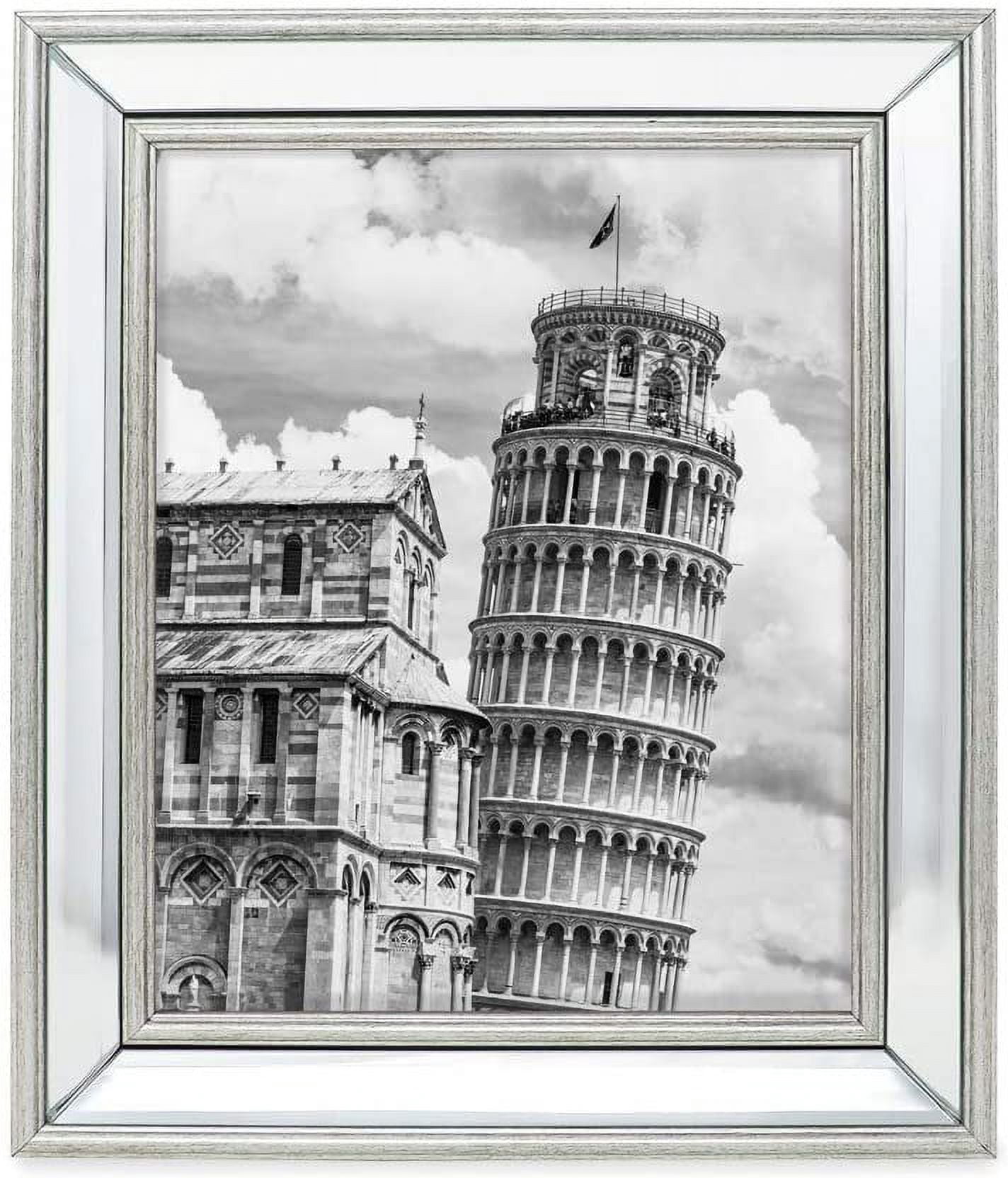Isaac Jacobs 8x10 Silver Beveled Mirror Picture Frame - Classic Mirrored Frame with Slight Slanted Angle Made for Wall Dcor Display, Tabletop, Photo Gallery and Wall Art 8x10, Silver