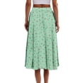thumbnail image 4 of WTOBBY Women's Bohemian Skirt Floral Print Casual with Spacious Pocket, Temperament Wear Skirt for Vacation Beach Strolls Daily Activities and Sunset Dinners,Fluorescent Green L, 4 of 4