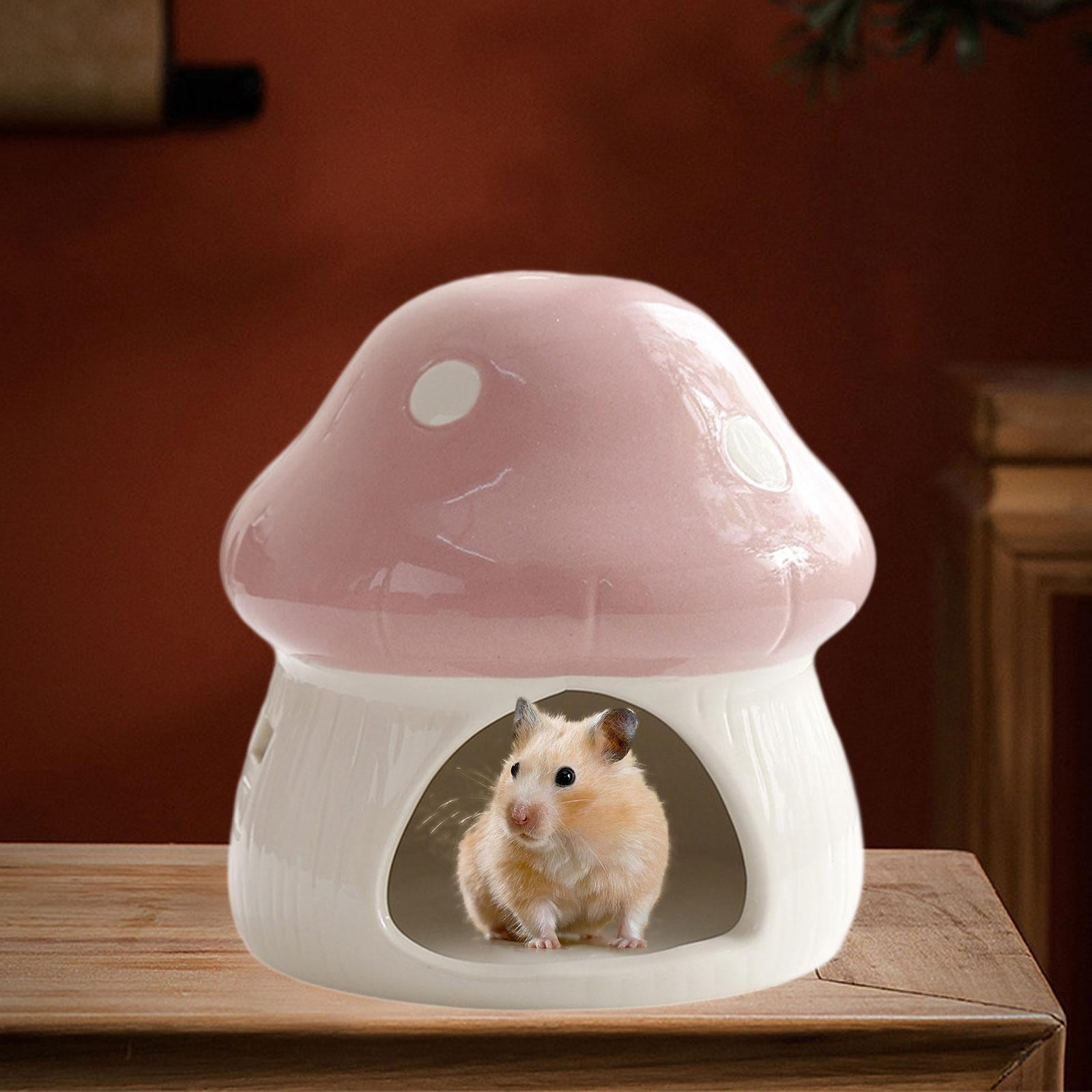 Bvdfgk Ceramic Hamster House Cave Creative Indoor Hideaway House Guinea Pig Hideout for Pink