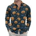 thumbnail image 2 of JGNGSHN Halloween Tshirts for Men Long Sleeve Funny Spooky Season Leopard Pumpkin Shirt Fashion Casual Tees Thanksgiving Fall Tops, 2 of 7