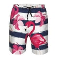 thumbnail image 4 of Disketp Men'S Swim Trunks Hawaiian Breathable Surf Beach Swimsuits Mesh Lining Beach Shorts With Pockets-Dark Blue Stripes And Pink Flamingos, 4 of 9