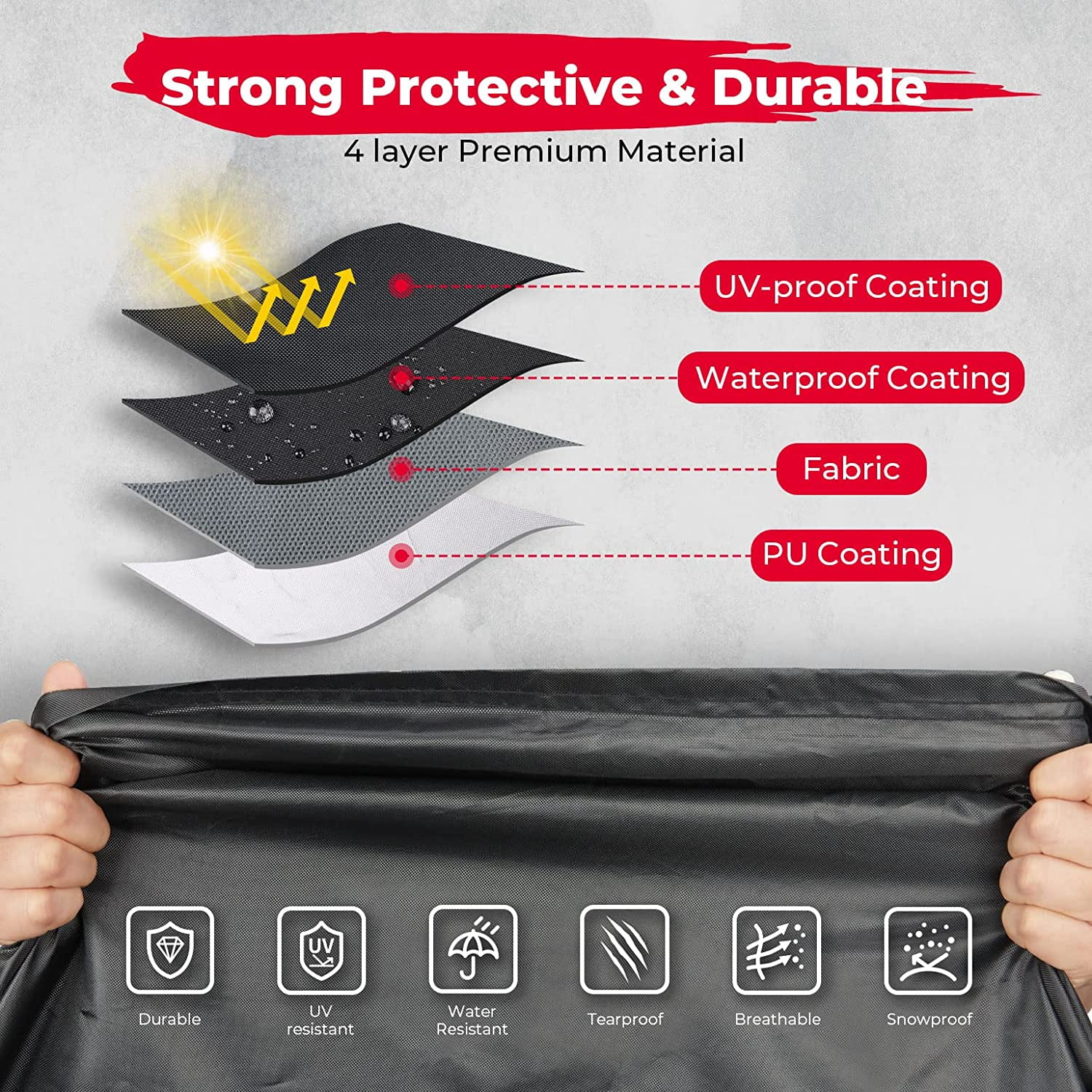 KEMIMOTO UTV Cover, All-Weather Protection Ranger Cover Heavy Duty Oxford Cloth Compatible with Polaris Ranger Kawasaki Mule Honda Pioneer Yamaha Wolverine CFMOTO UFORCE 2-3 Seaters Large