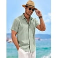 thumbnail image 4 of COOFANDY Men's Casual Button Down Shirts Linen Untucked Business Fitted Casual Shirt Short Sleeve, 4 of 11