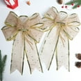 thumbnail image 5 of EWASWON Christmas Gold Mesh Bow with Sequins & Piping - 29cm Champagne Holiday Ornament for Tree, Wreath, Gift Box & Window Decor, 5 of 6