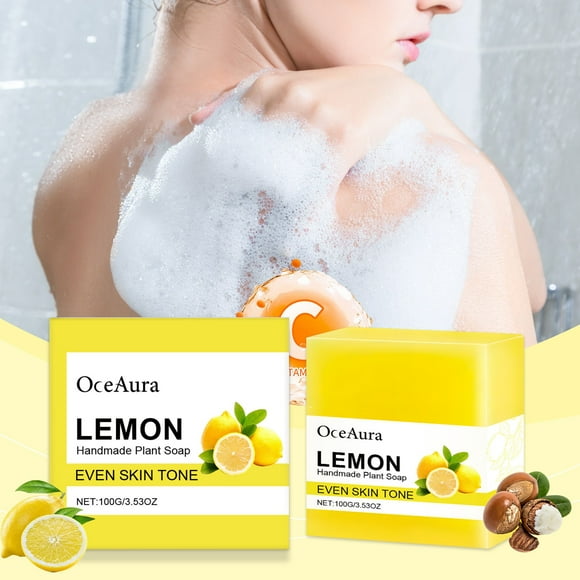 Lemon Aromatherapy Soap,Deep Cleansing & Oil Absorbing,Refreshing Bath Soap,100g,Natural Face Cleanser,Skin Brightening & Purifying,PENDANE,yellow