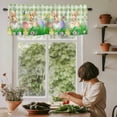 thumbnail image 6 of Easter Bunny Rod Pocket Curtain Valance, Spring Easter Eggs Chicken Sage Green Plaid Farmhouse Window Valance for Living Room, Bedroom, Kitchen 42"W x 18"L, 6 of 9