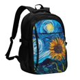 thumbnail image 1 of Bingfone Starry Night Sunflower Field for USB Backpack, Multi-compartment Multi-pocket Computer Backpack, Suitable for Travel, Business, Leisure, Unisex, 1 of 7