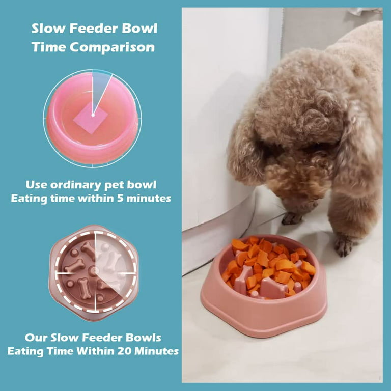Slow Feeder Dog Bowl Non Slip Puzzle Feeder Slow Eating Dog Bowl Yellow  Pink Pet Slow Feeding Bowl Fast Easting Reduction 